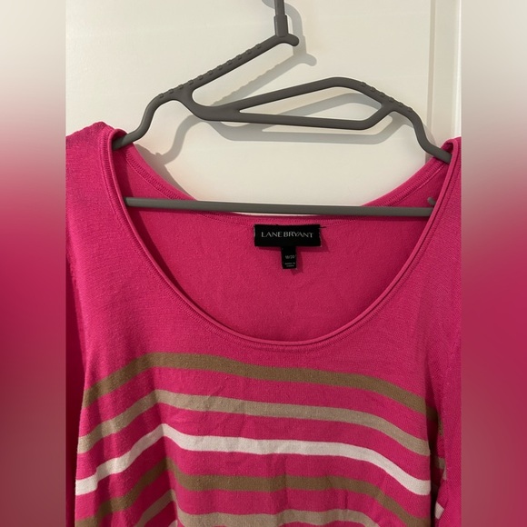 Lane Bryant Long Pink Stripe Sweater - Picture 4 of 9
